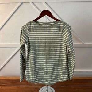 Fat Face Olive and Cream Striped Long Sleeve Top